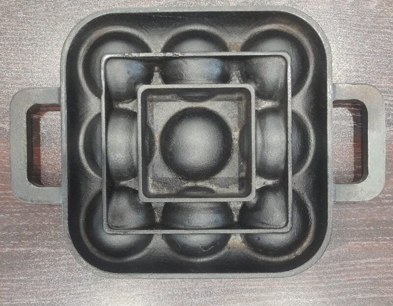 Paddu Point Square Paddu tawa ( Large Size) -9 pits - Swastha Cookware