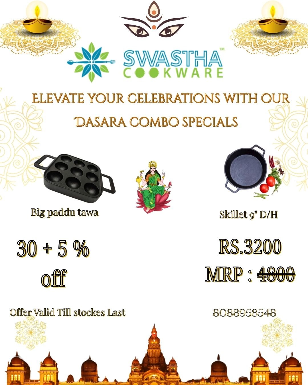 Big Paddu tawa + Skillet 9" Dule Handle OR Skillet Single Handle