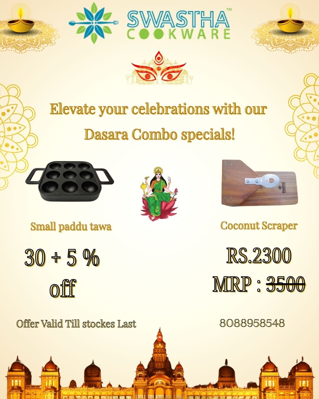 Combo: Small paddu Tawa + Coconut scraper